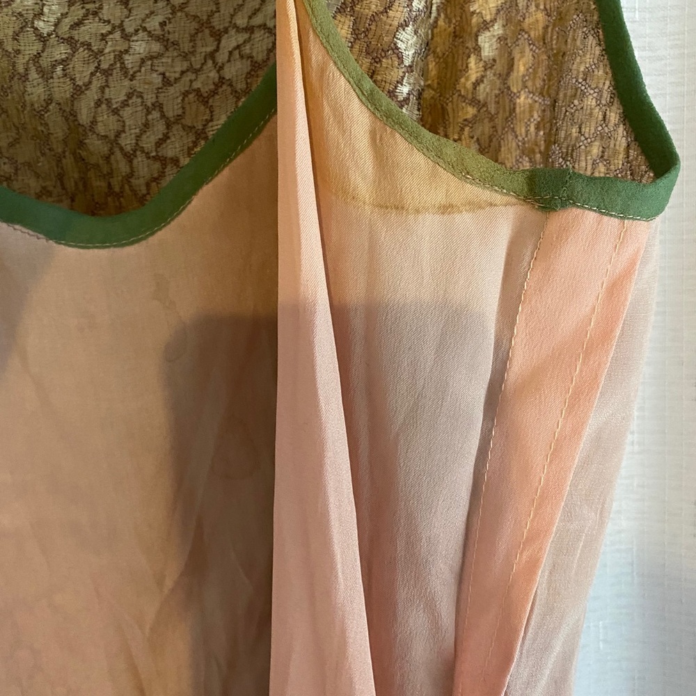 Vintage 1920s Green Chiffon & Lace Flapper Dress - Picture 9 of 11